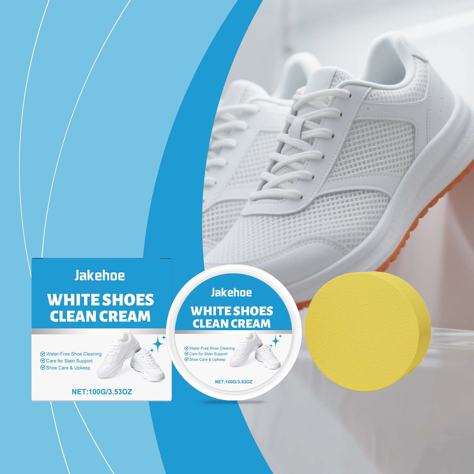 Sneaker Protector Spray - 白い靴用クリーナークリーム スニーカーの汚れ落とし 水なしクリーニングペースト ホワイトニングリペアポリッシュ レザー・キャンバスシューズケア 100g