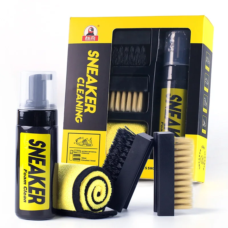 Sneaker Shoe Care Kit - 水なしフォームスニーカークリーナー 150 ミリリットル靴クリーナーフォームドライクリーニングスーツ靴ブラシ靴布白い靴、スエード、ブーツの作業