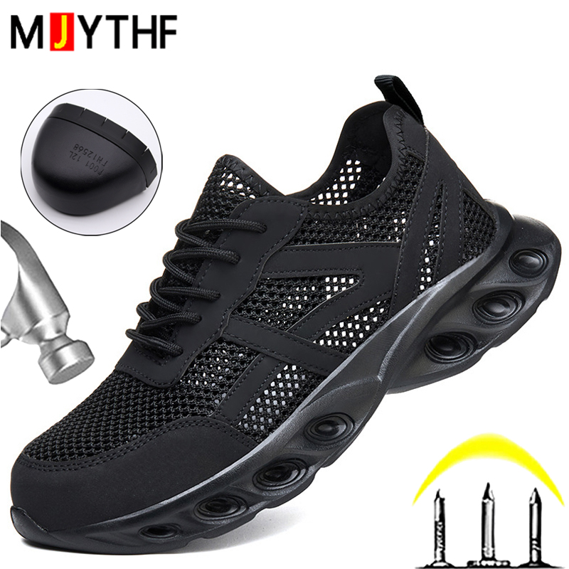 Sneaker Care - 通気性のあるメンズ作業安全靴 軽量で快適な作業スニーカー 複合材製つま先保護靴 耐パンク性セキュリティブーツ