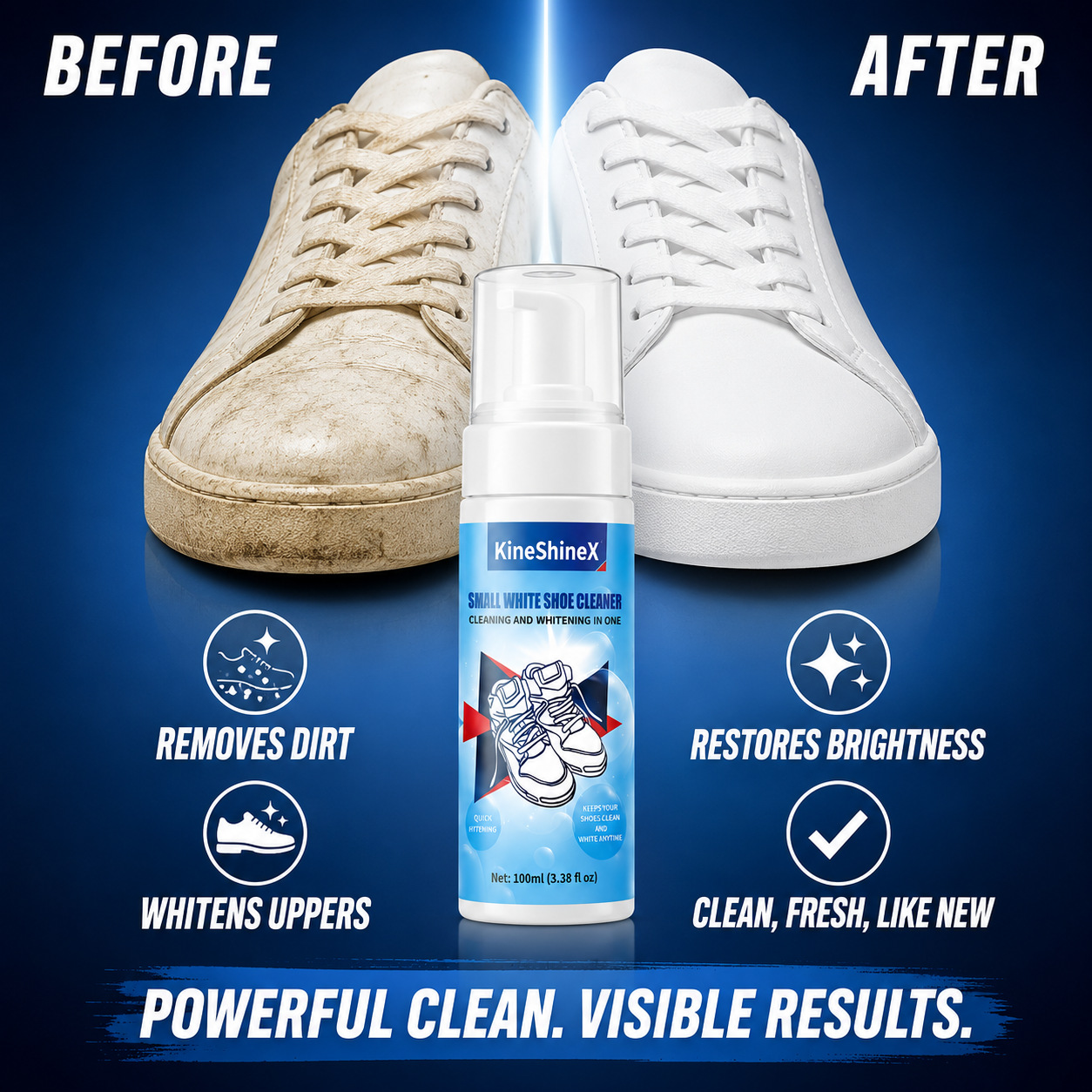Sneaker Cleaner - ギヘン靴クリーナーキット、水を使わない泡状靴クリーナー、靴ブラシと靴拭きクロス付き、スニーカーケア、靴のお手入れに最適