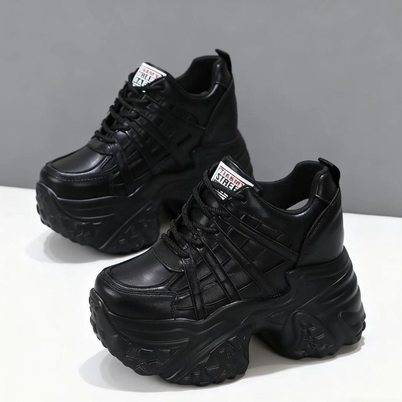 Leather Sneaker Care Kit - 2026年新作 10cm 12cm 本革プラットフォーム ウェッジソール 快適な秋用チャンキースニーカー