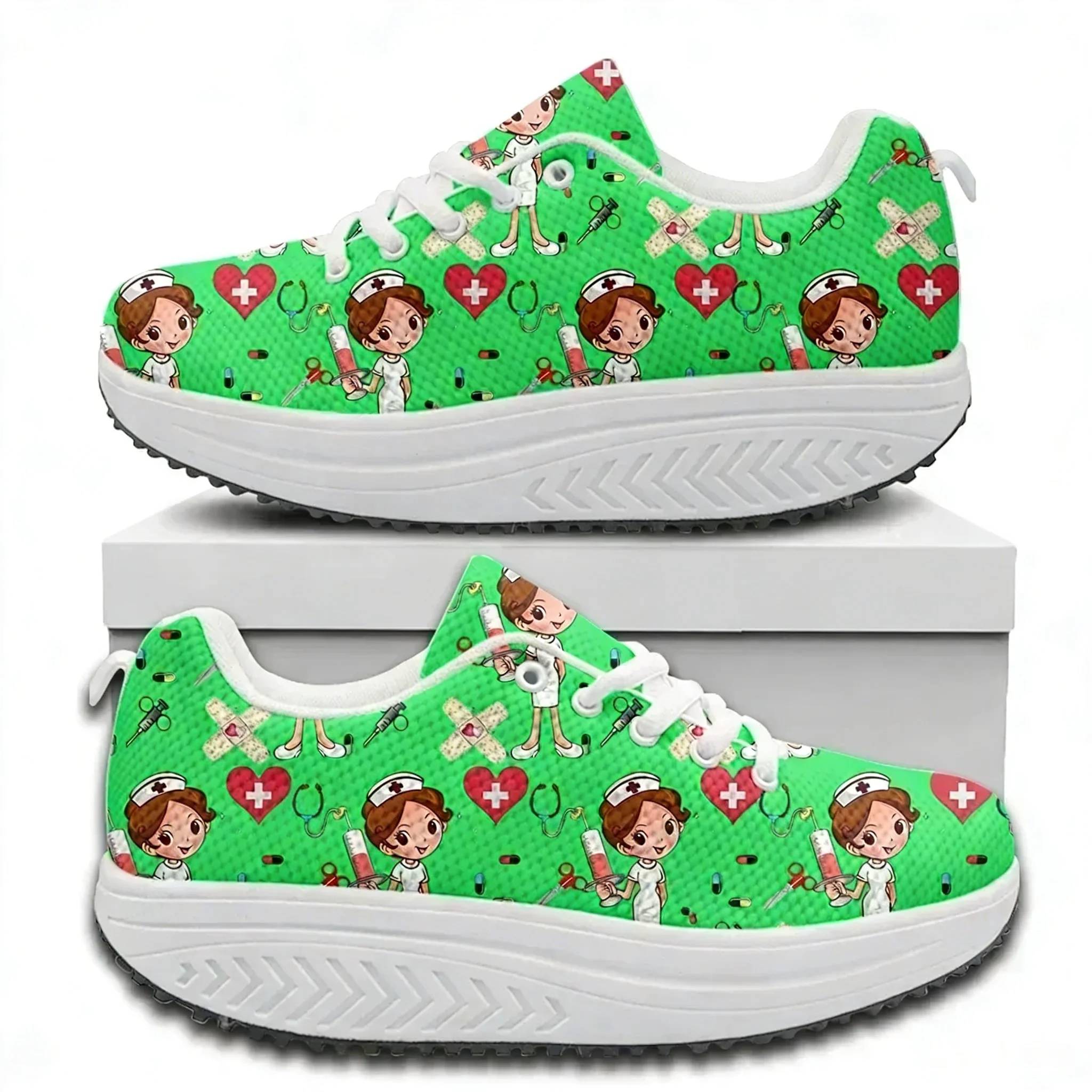 快適なレースアッププラットフォームスニーカー、医療看護師プリ - Sneaker Care のレビューと価格