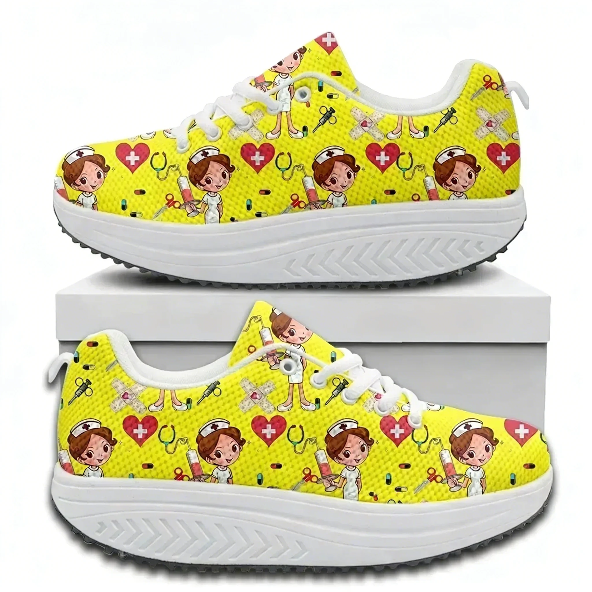 快適なレースアッププラットフォームスニーカー、医療看護師プリ - Sneaker Care のレビューと価格