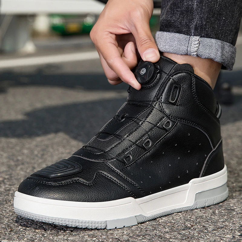 夏の新オートバイブーツ男性女性騎士屋外乗馬滑り止め春スニーカ - Leather Sneaker Care Kit のレビューと価格