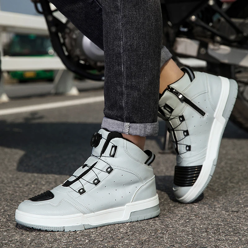 夏の新オートバイブーツ男性女性騎士屋外乗馬滑り止め春スニーカ - Leather Sneaker Care Kit のレビューと価格
